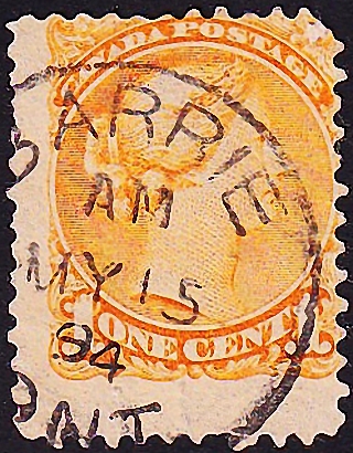 Канада 1873 год . Queen Victoria (1819-1901) - orange . Каталог 45,0 фунтов. (008)